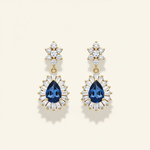 Aria Gemstone Drop Earrings — BIS-hallmarked, Vivana by Kalash Jewellers