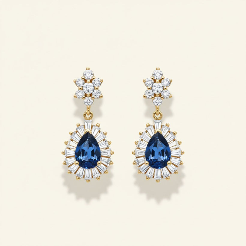 Aria Gemstone Drop Earrings — BIS-hallmarked, Vivana by Kalash Jewellers