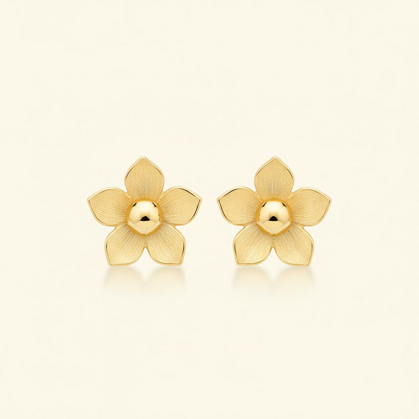 Petal Bloom Gold Stud Earrings — BIS-hallmarked, Vivana by Kalash Jewellers
