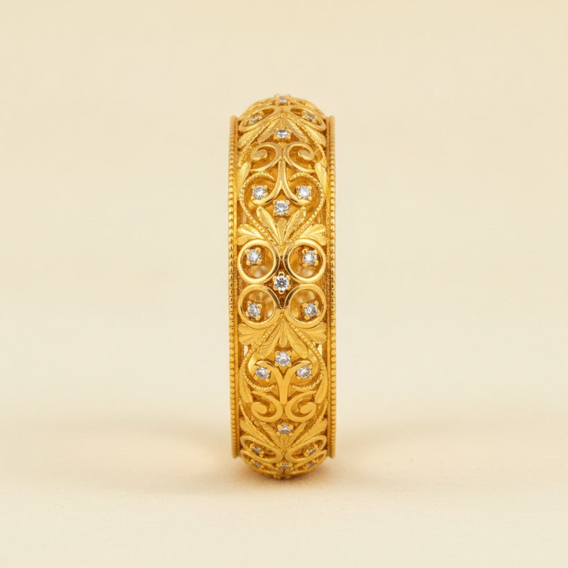 Heritage Charm Gold Bangle — BIS-hallmarked, Vivana by Kalash Jewellers